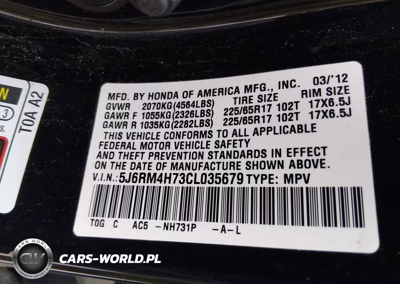 2012 Honda Cr-V Ex-L VIN:5J6RM4H73CL035679 - 9