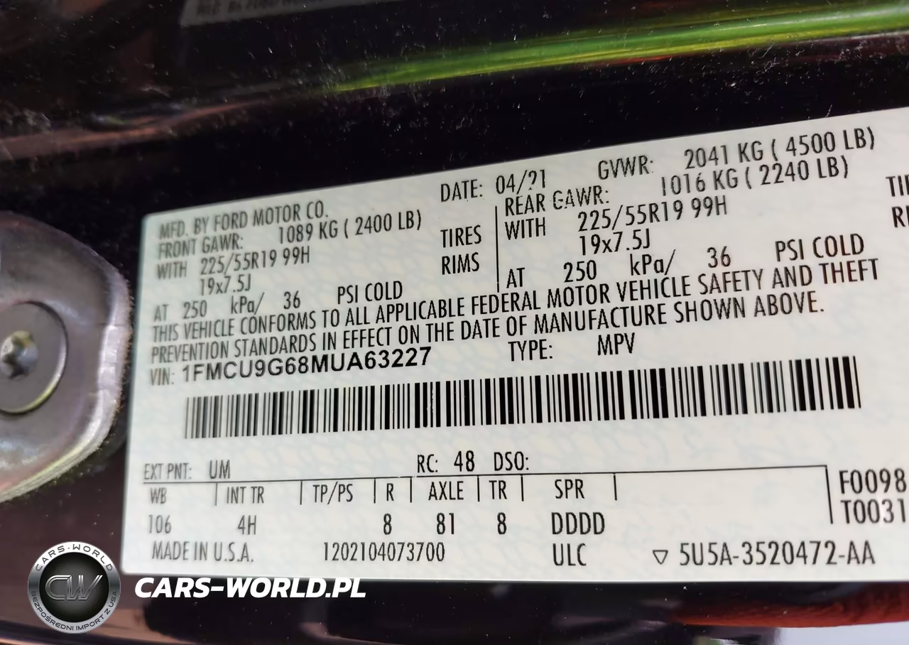 2021 Ford Escape Se VIN:1FMCU9G68MUA63227 - 9