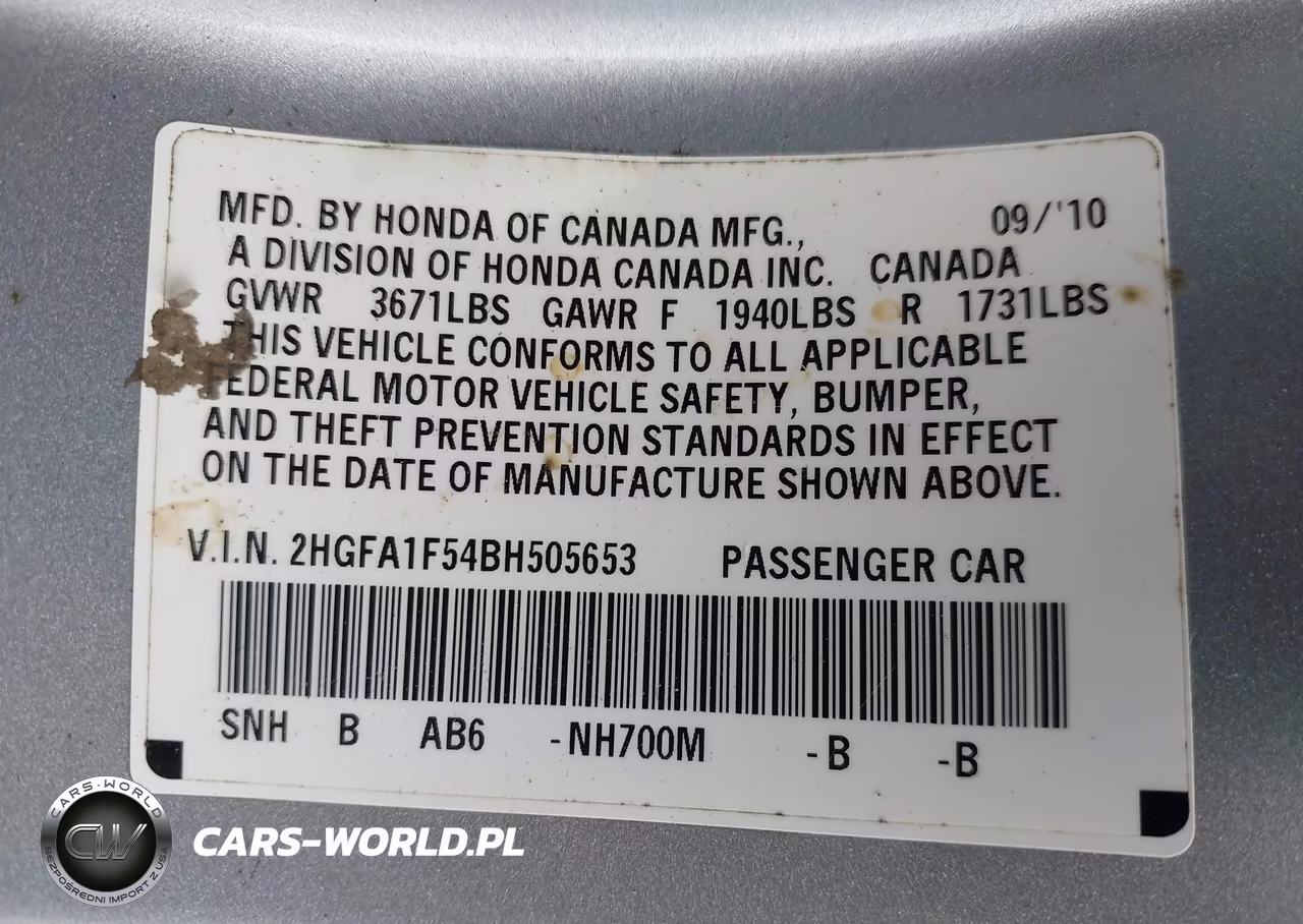 2011 Honda Civic Lx VIN:2HGFA1F54BH505653 - 9