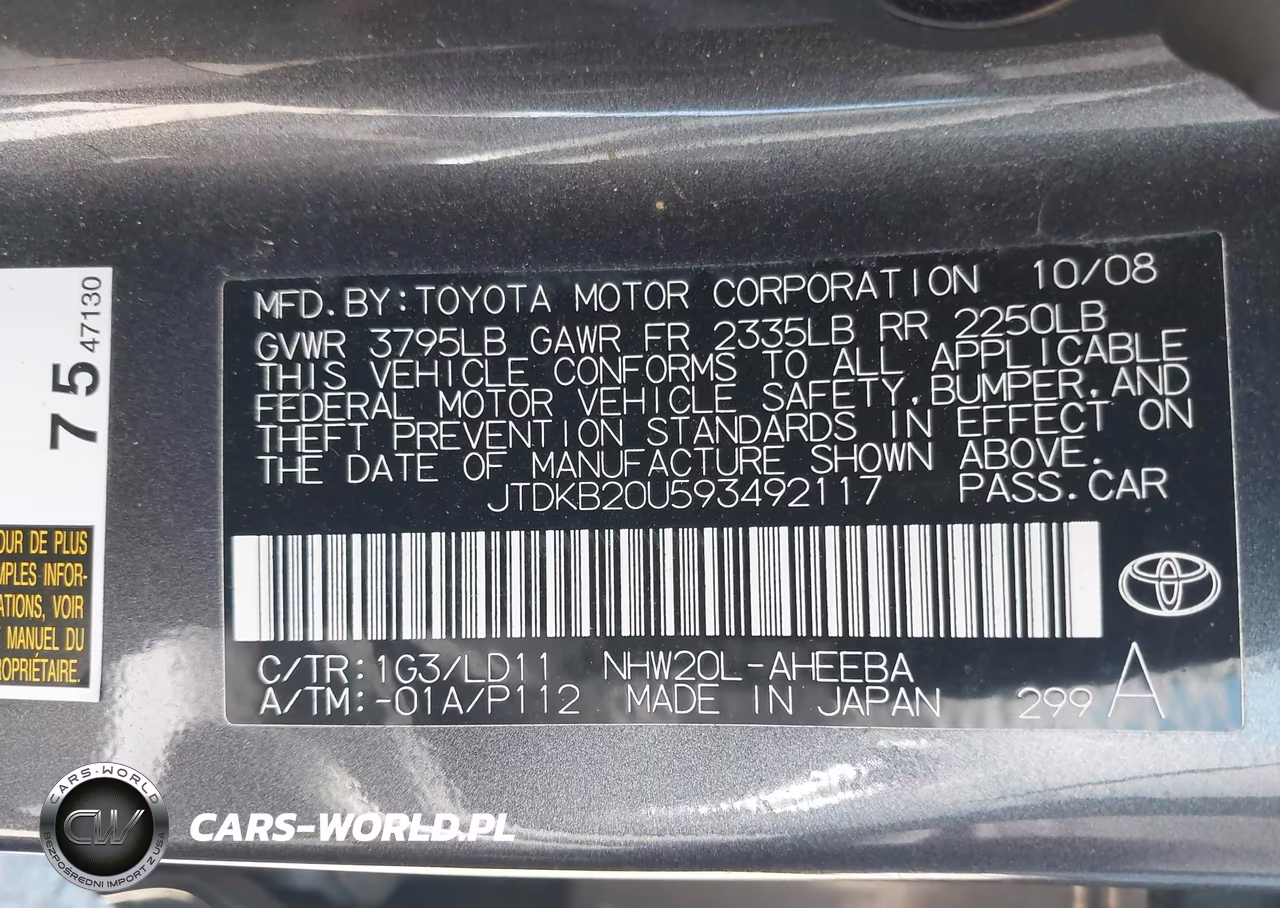 2009 Toyota Prius VIN:JTDKB20U593492117 - 9