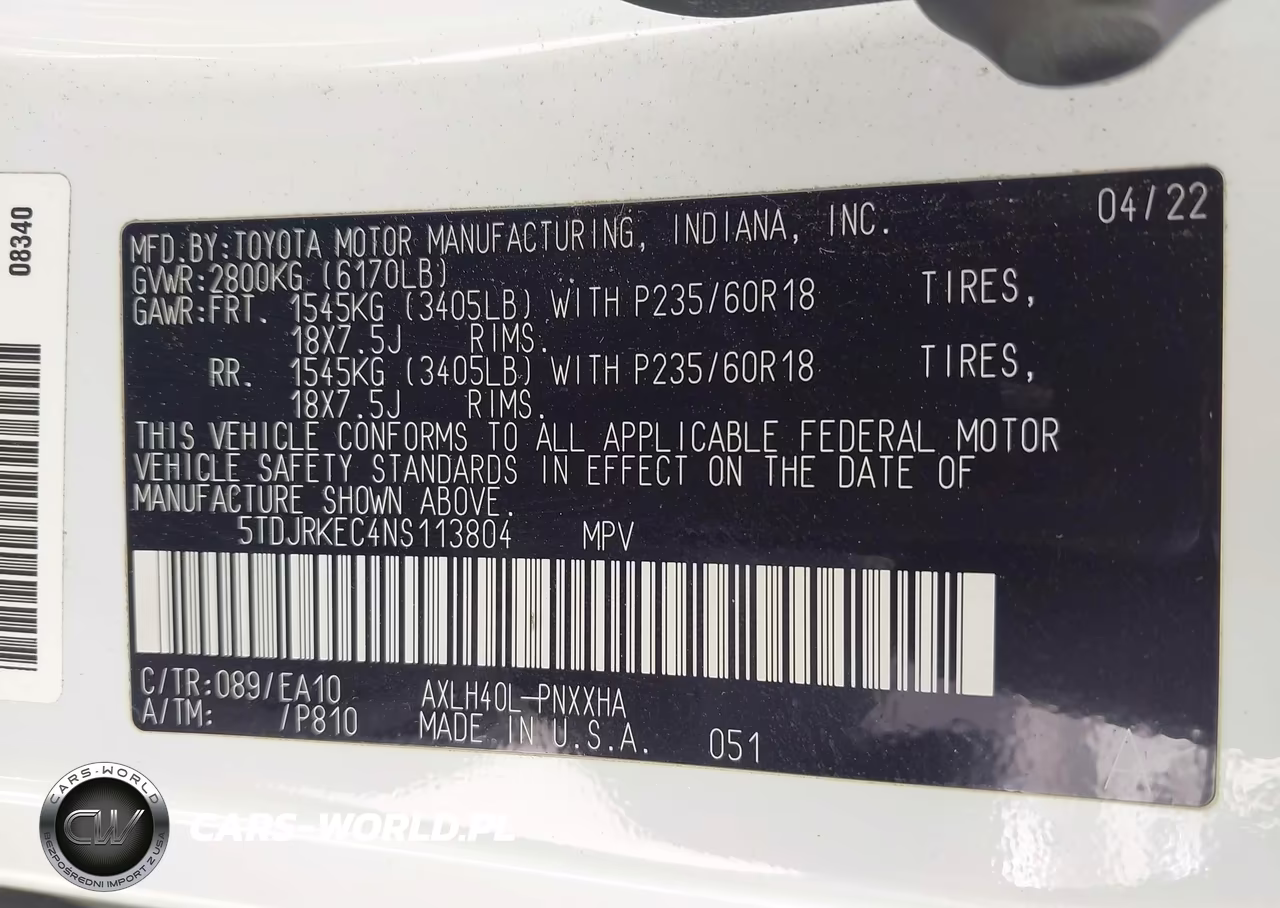 2022 Toyota Sienna Xle VIN:5TDJRKEC4NS113804 - 9
