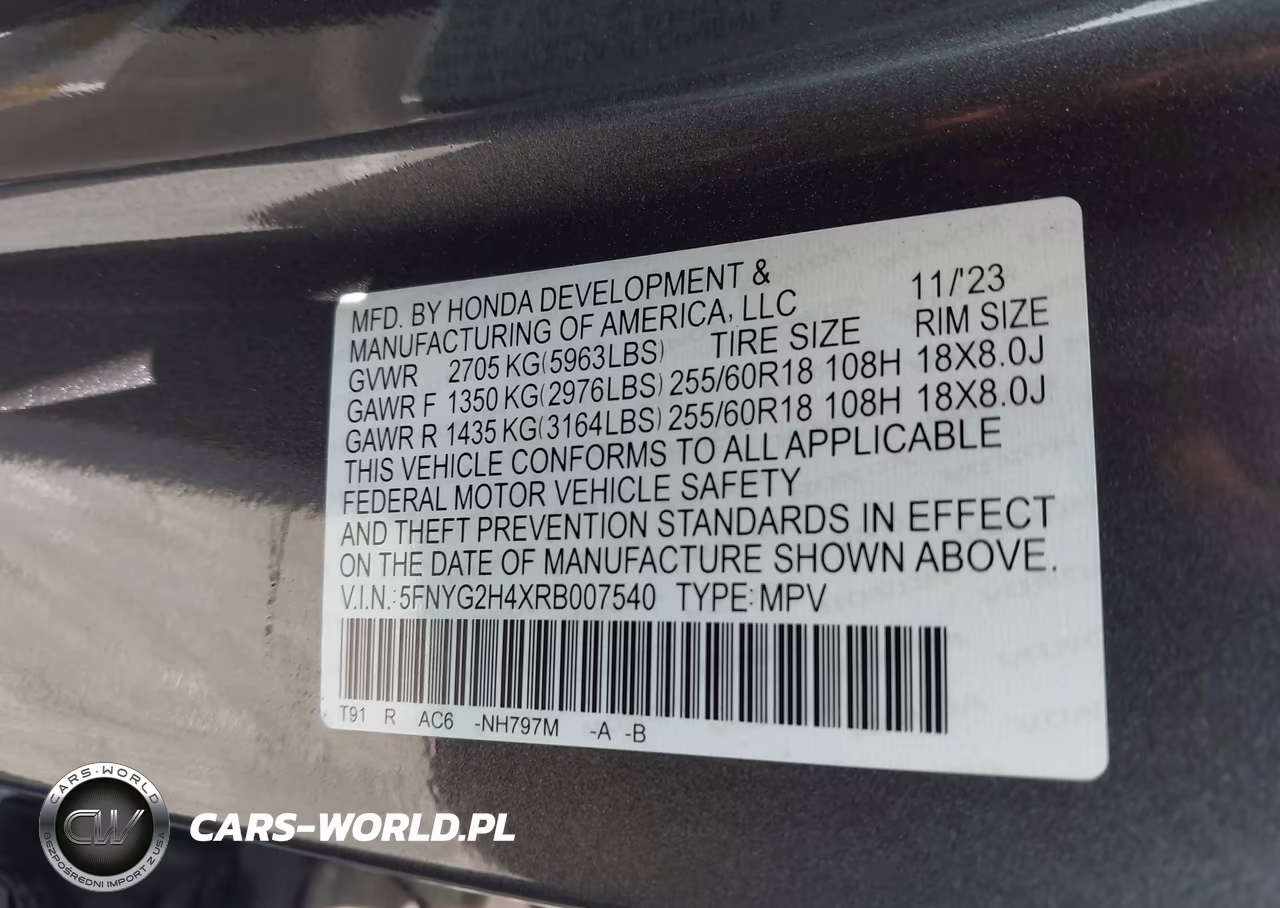 2024 Honda Pilot Ex-L VIN:5FNYG2H4XRB007540 - 9