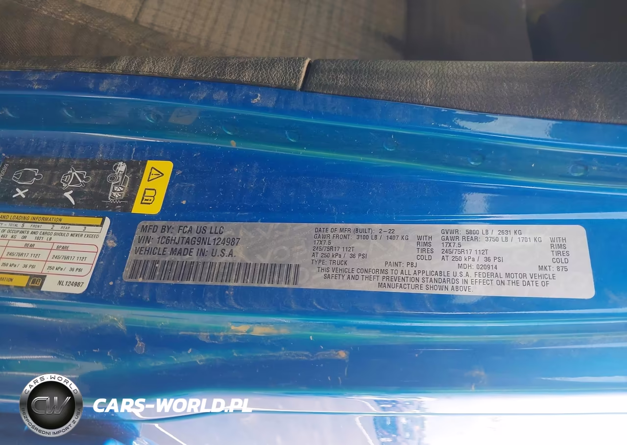 2022 Jeep Gladiator Altitude 4X4 VIN:1C6HJTAG9NL124987 - 9