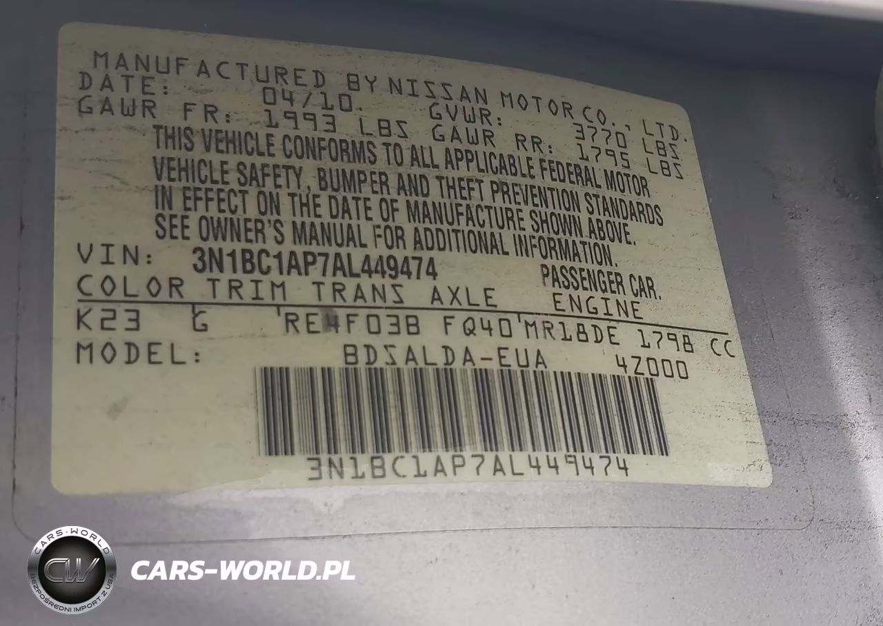 2010 Nissan Versa 1.8S VIN:3N1BC1AP7AL449474 - 9