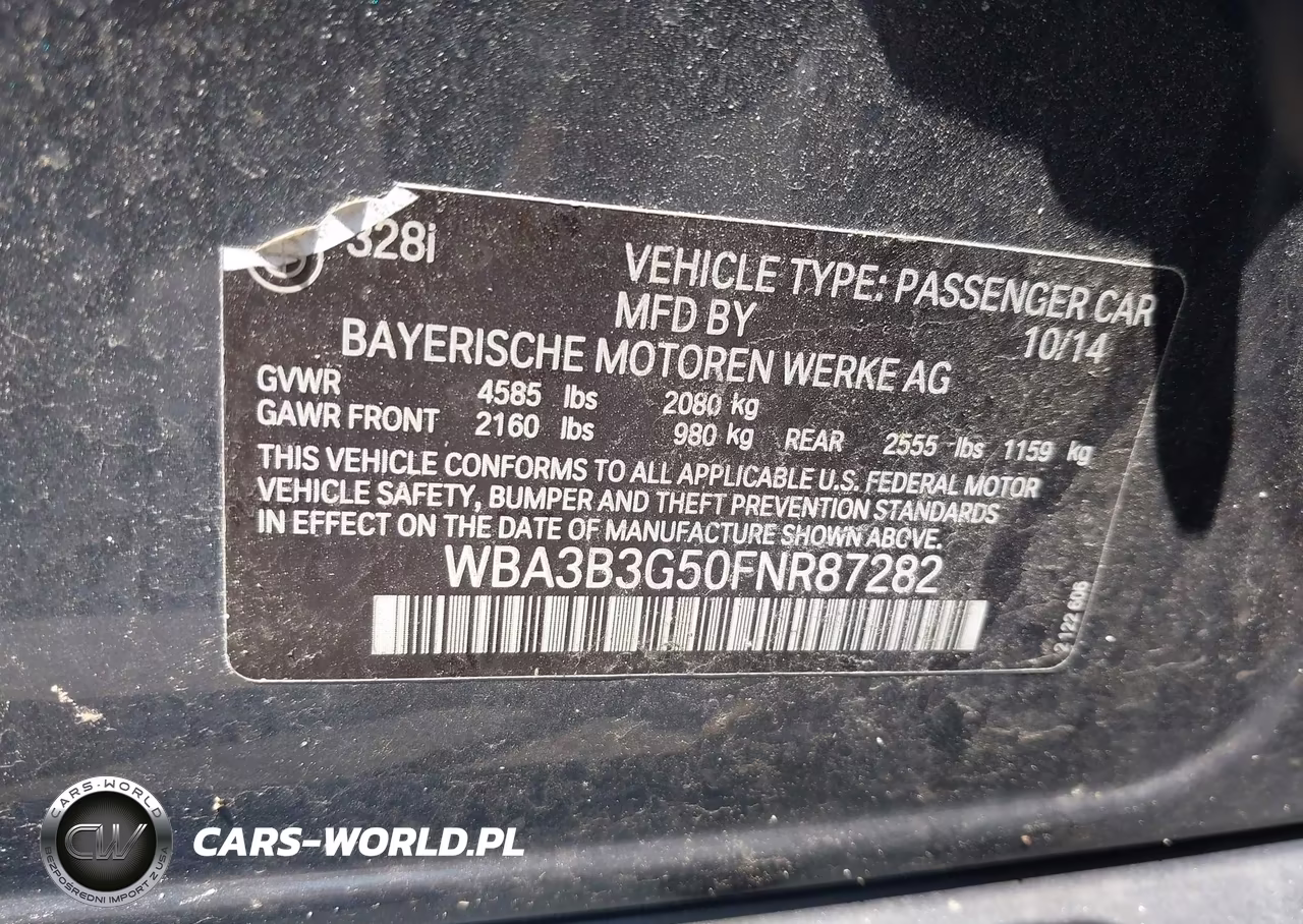 2015 BMW 328I xDrive VIN:WBA3B3G50FNR87282 - 9