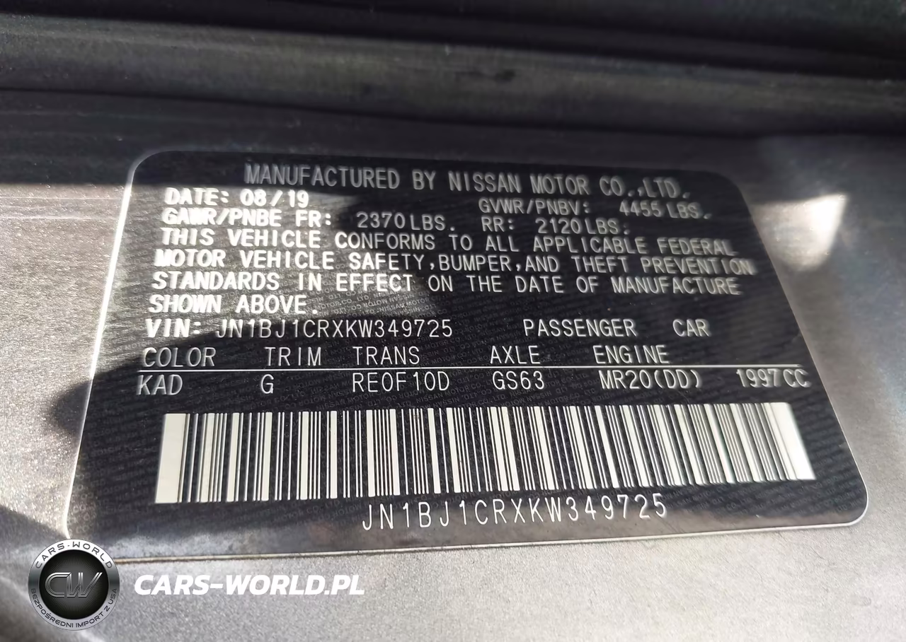 2019 Nissan Rogue Sport S VIN:JN1BJ1CRXKW349725 - 9