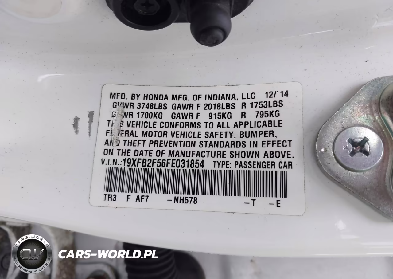2015 Honda Civic Lx VIN:19XFB2F56FE031854 - 9