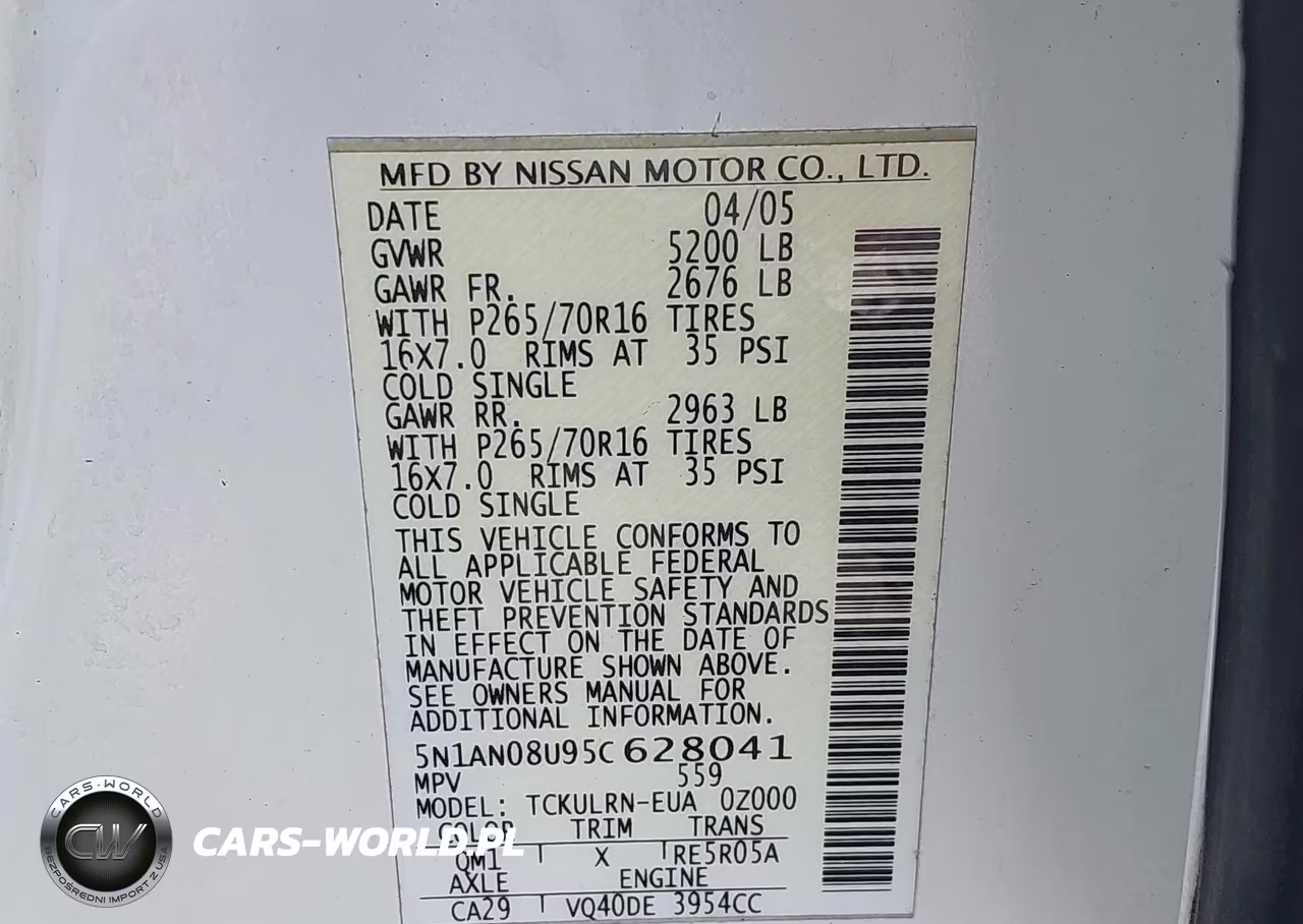 2005 Nissan Xterra S VIN:5N1AN08U95C628041 - 9