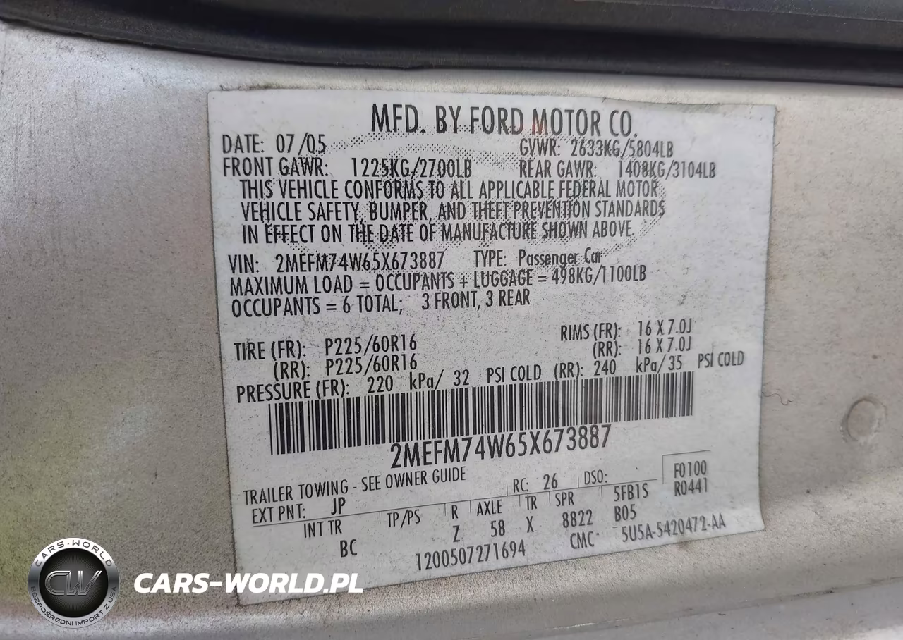 2005 Mercury Grand Marquis Gs VIN:2MEFM74W65X673887 - 9