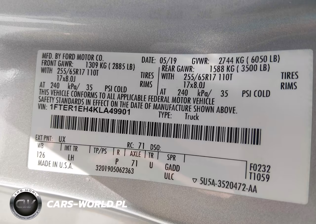 2019 Ford Ranger Xlt VIN:1FTER1EH4KLA49901 - 9
