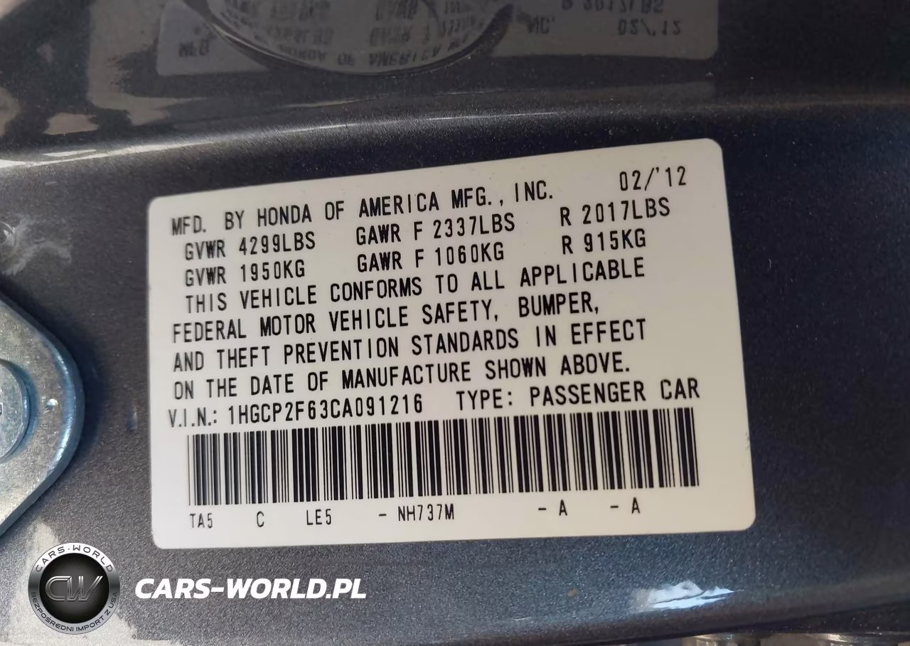 2012 Honda Accord 2.4 Se VIN:1HGCP2F63CA091216 - 9