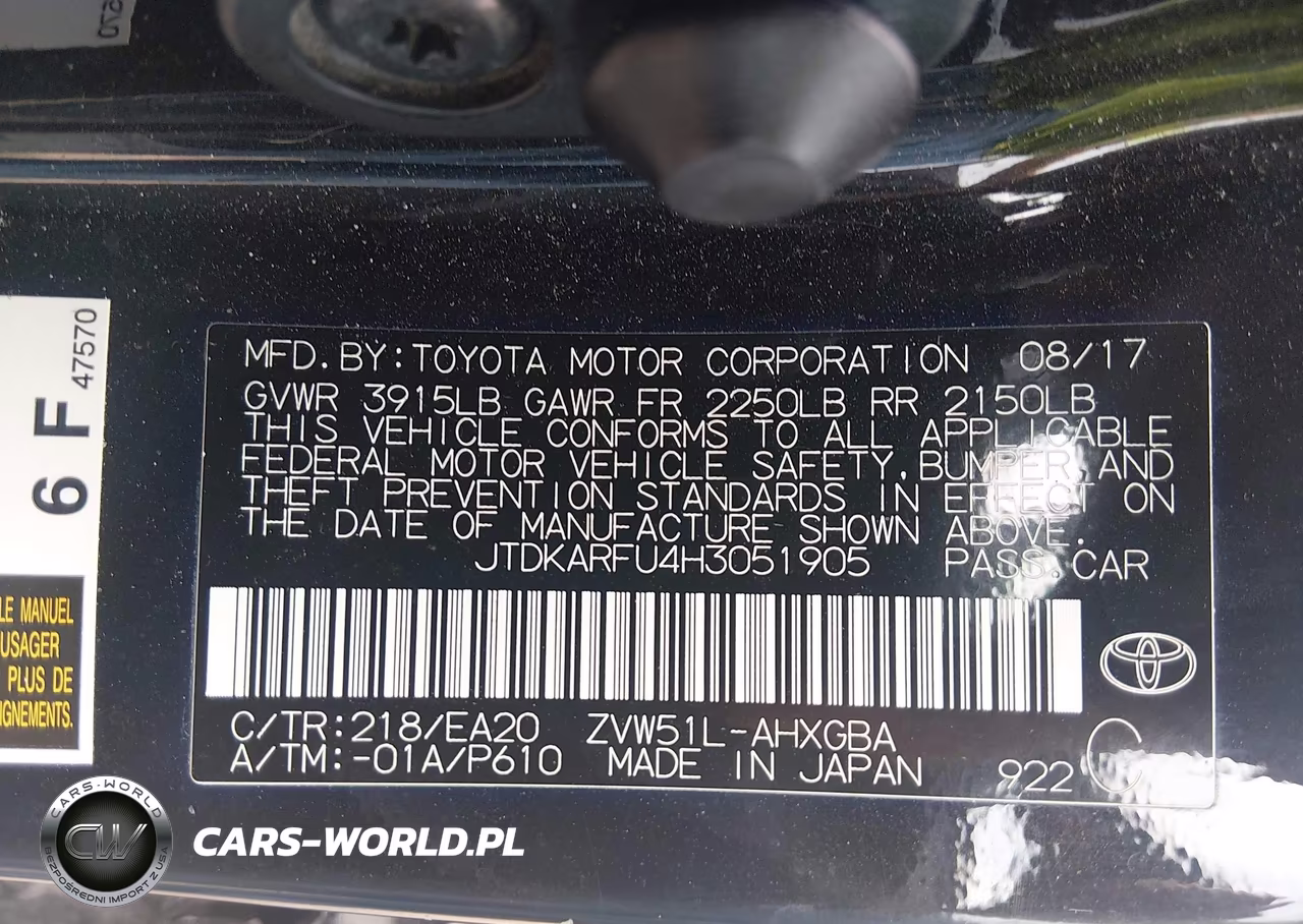 2017 Toyota Prius Four VIN:JTDKARFU4H3051905 - 9