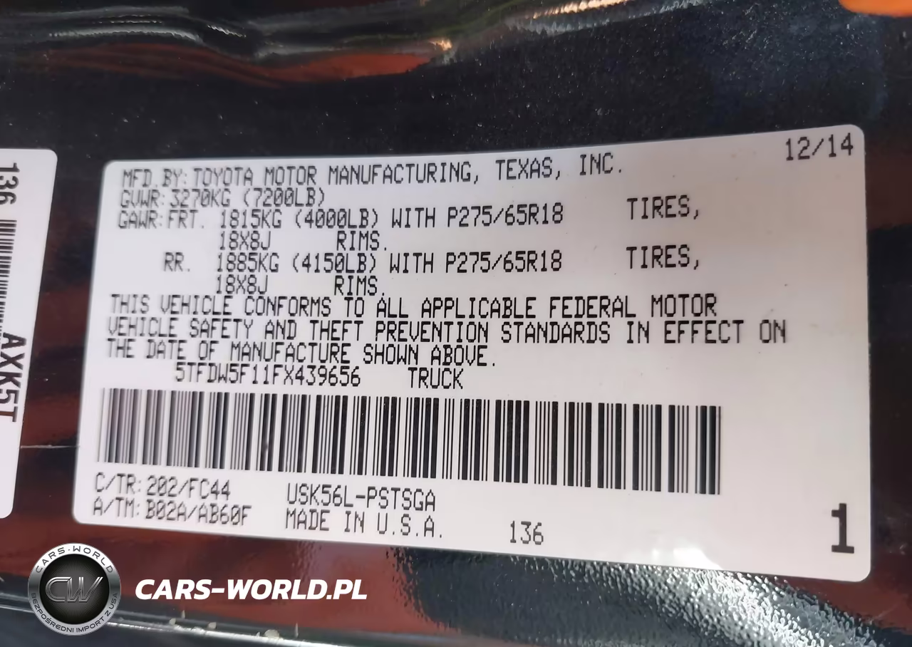 2015 Toyota Tundra Sr5 5.7L V8 VIN:5TFDW5F11FX439656 - 9