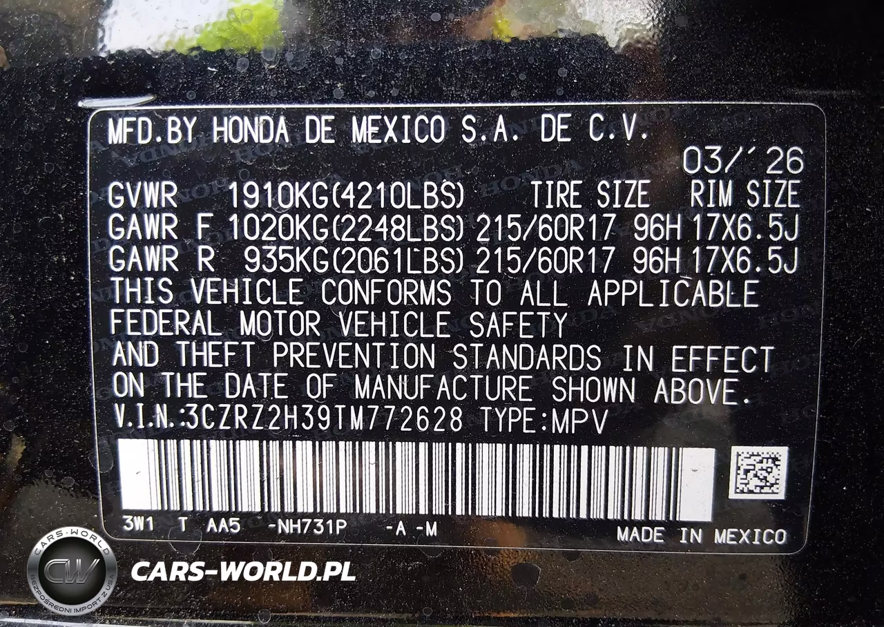 2026 Honda Hr-V Awd Lx VIN:3CZRZ2H39TM772628 - 9