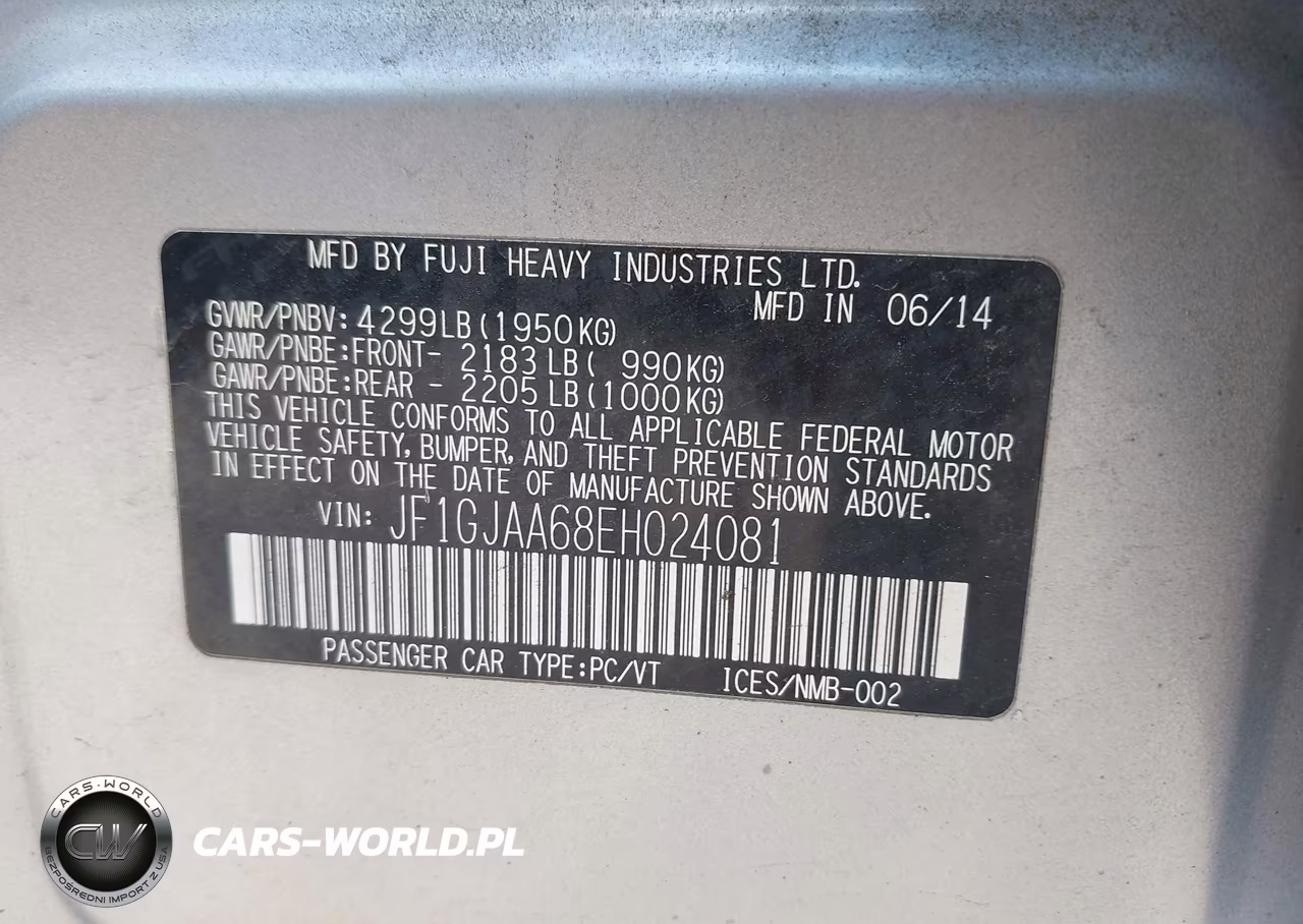 2014 Subaru Impreza 2.0I VIN:JF1GJAA68EH024081 - 9