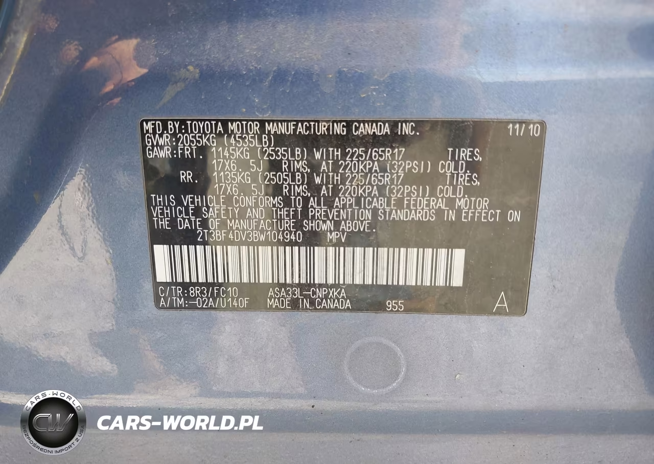 2011 Toyota Rav4 VIN:2T3BF4DV3BW104940 - 9