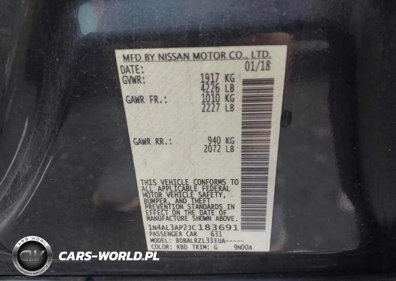 2018 Nissan Altima 2.5 Sl VIN:1N4AL3AP2JC183691 - 9