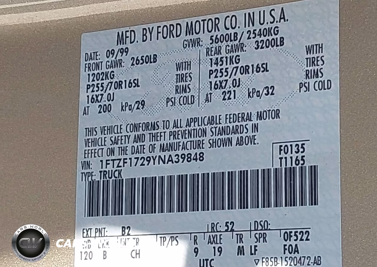 2000 Ford F-150 Work Series-Xl-Xlt VIN:1FTZF1729YNA39848 - 9