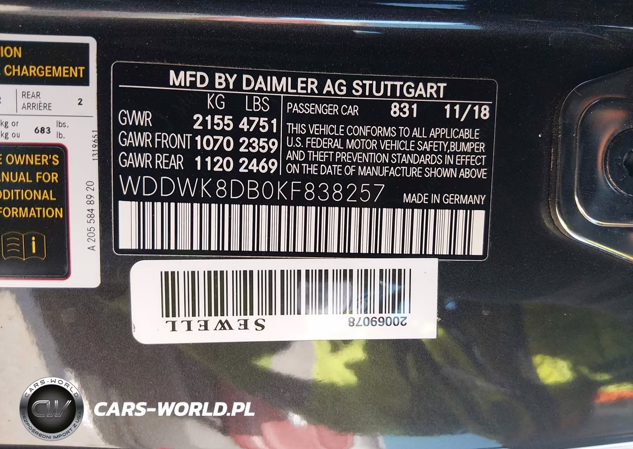 2019 Mercedes-Benz C 300 VIN:WDDWK8DB0KF838257 - 9