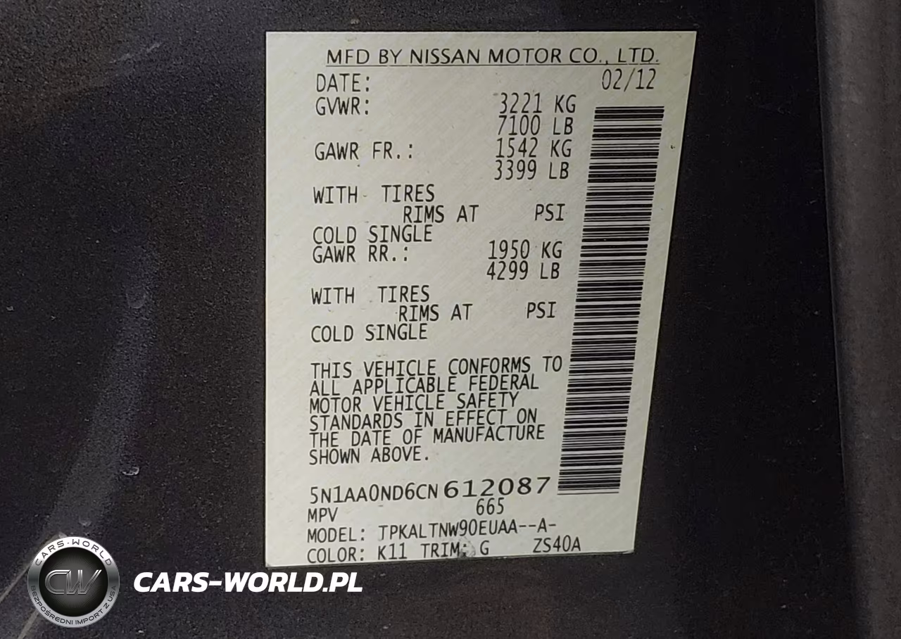 2012 Nissan Armada Sv VIN:5N1AA0ND6CN612087 - 9