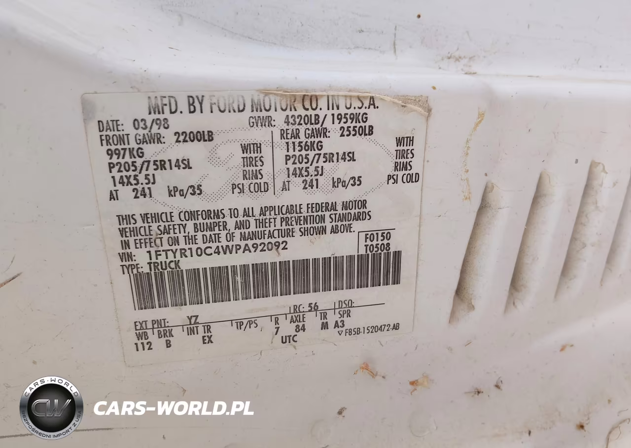 1998 Ford Ranger Splash-Xl-Xlt VIN:1FTYR10C4WPA92092 - 9