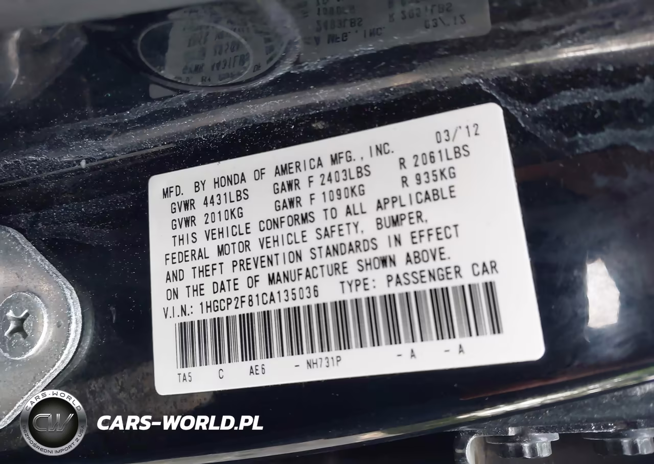 2012 Honda Accord 2.4 Ex-L VIN:1HGCP2F81CA135036 - 9