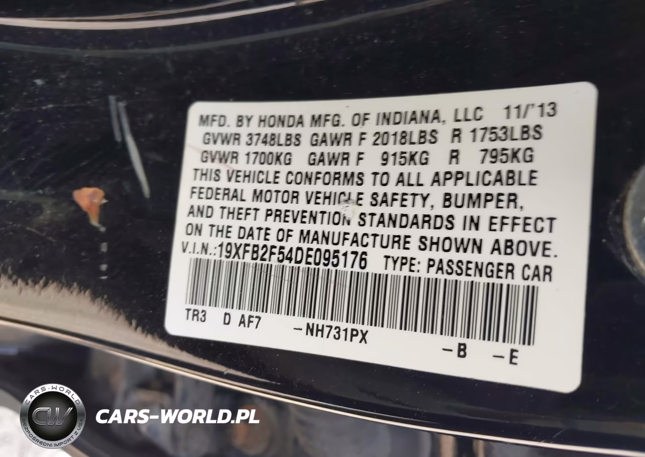 2013 Honda Civic Lx VIN:19XFB2F54DE095176 - 9