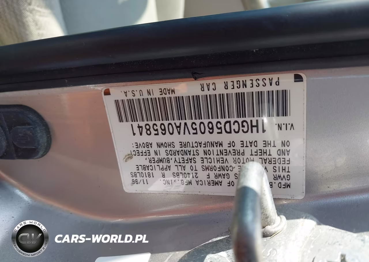 1997 Honda Accord Se VIN:1HGCD5605VA065841 - 9