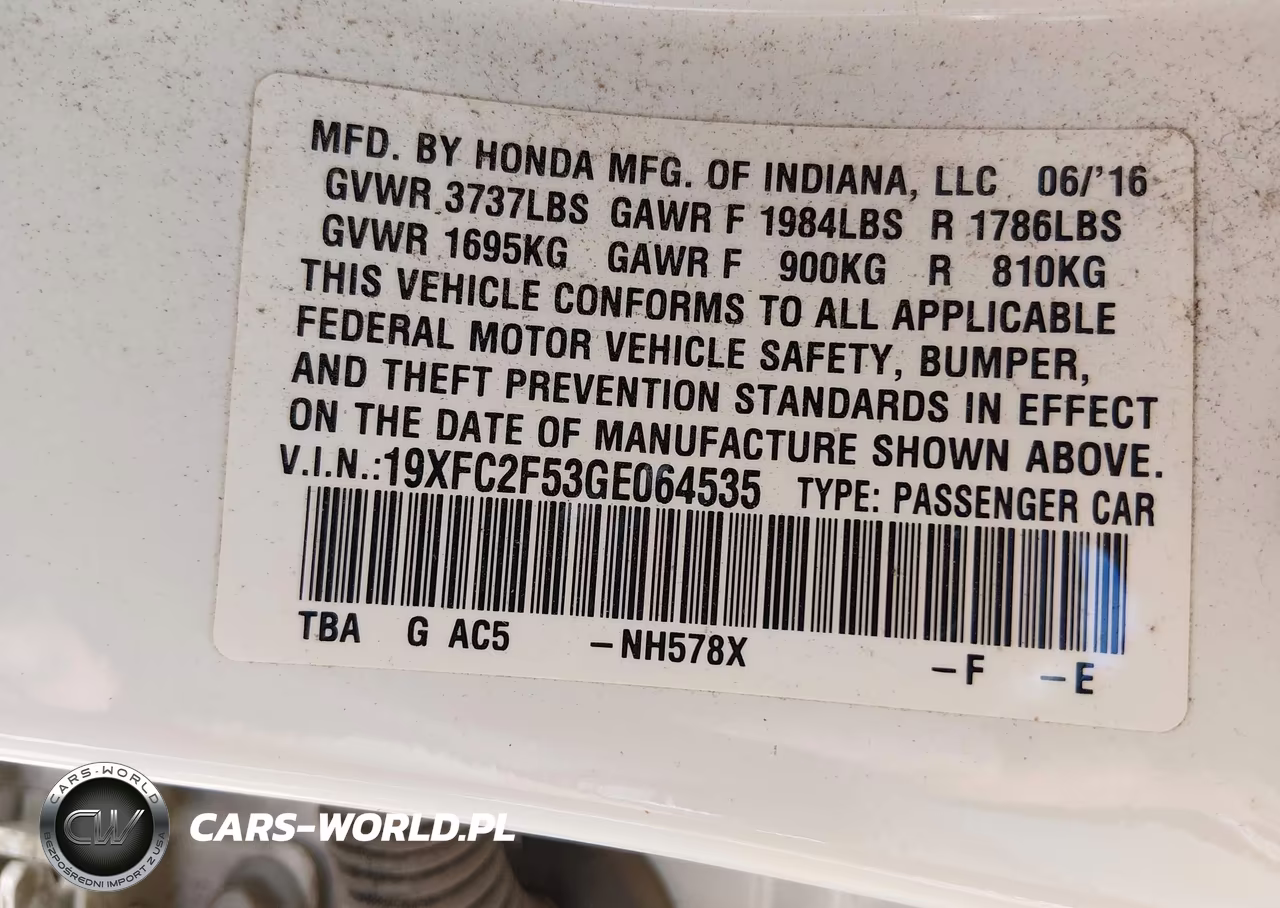 2016 Honda Civic Lx VIN:19XFC2F53GE064535 - 9