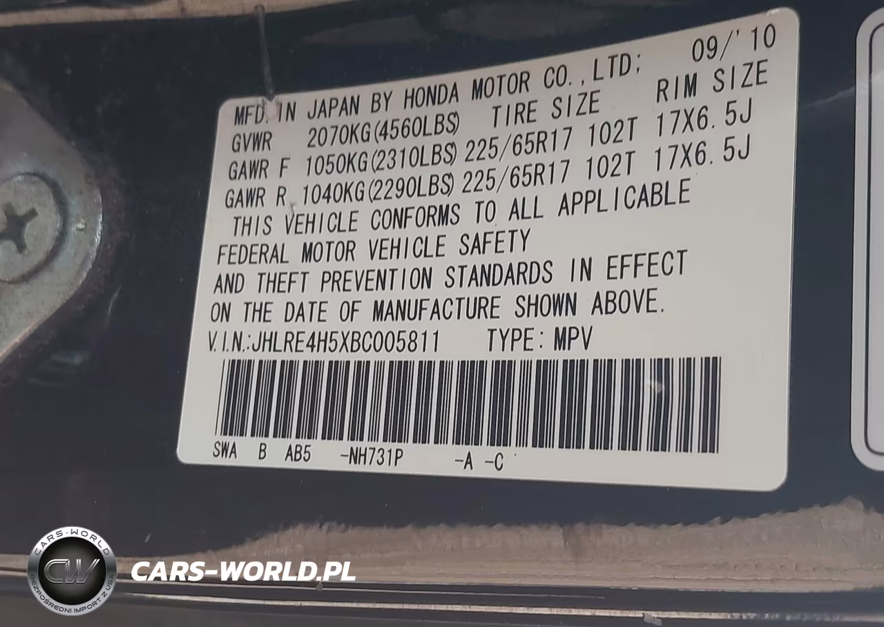 2011 Honda Cr-V Ex VIN:JHLRE4H5XBC005811 - 9
