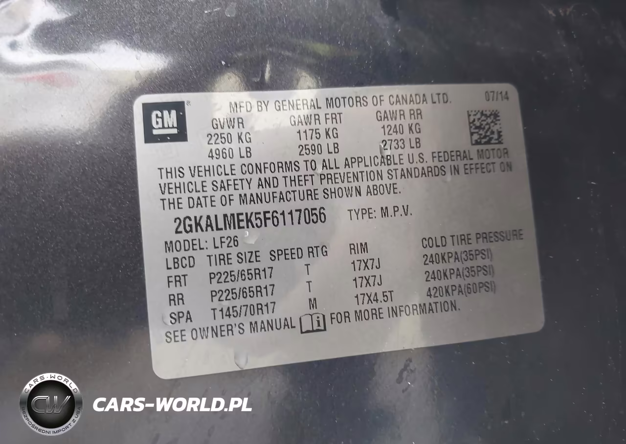2015 GMC Terrain Sle-1 VIN:2GKALMEK5F6117056 - 9