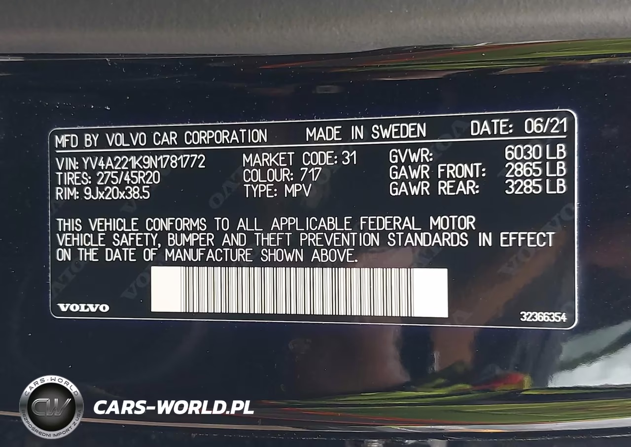 2022 Volvo Xc90 T6 Momentum 6 Passenger VIN:YV4A221K9N1781772 - 9