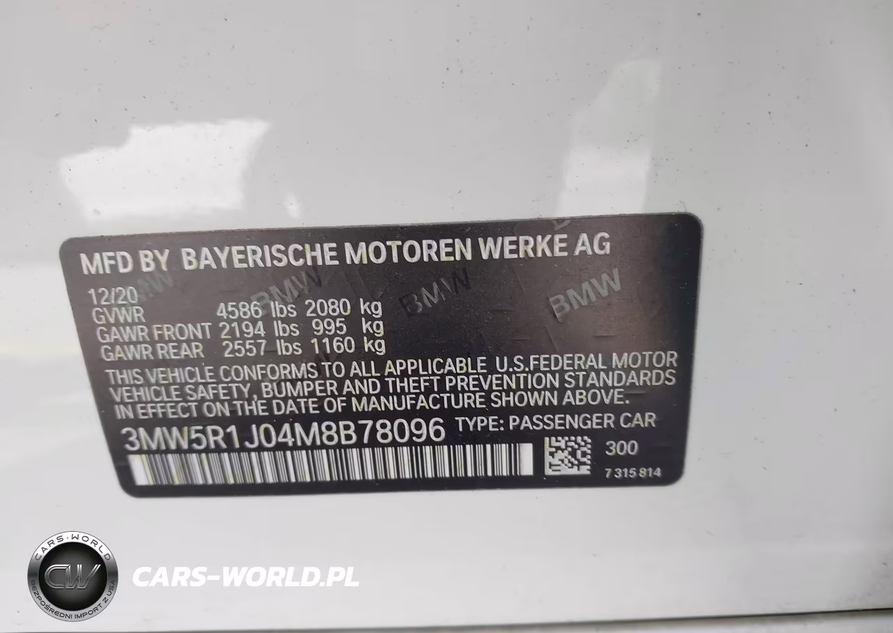 2021 BMW 330I VIN:3MW5R1J04M8B78096 - 9