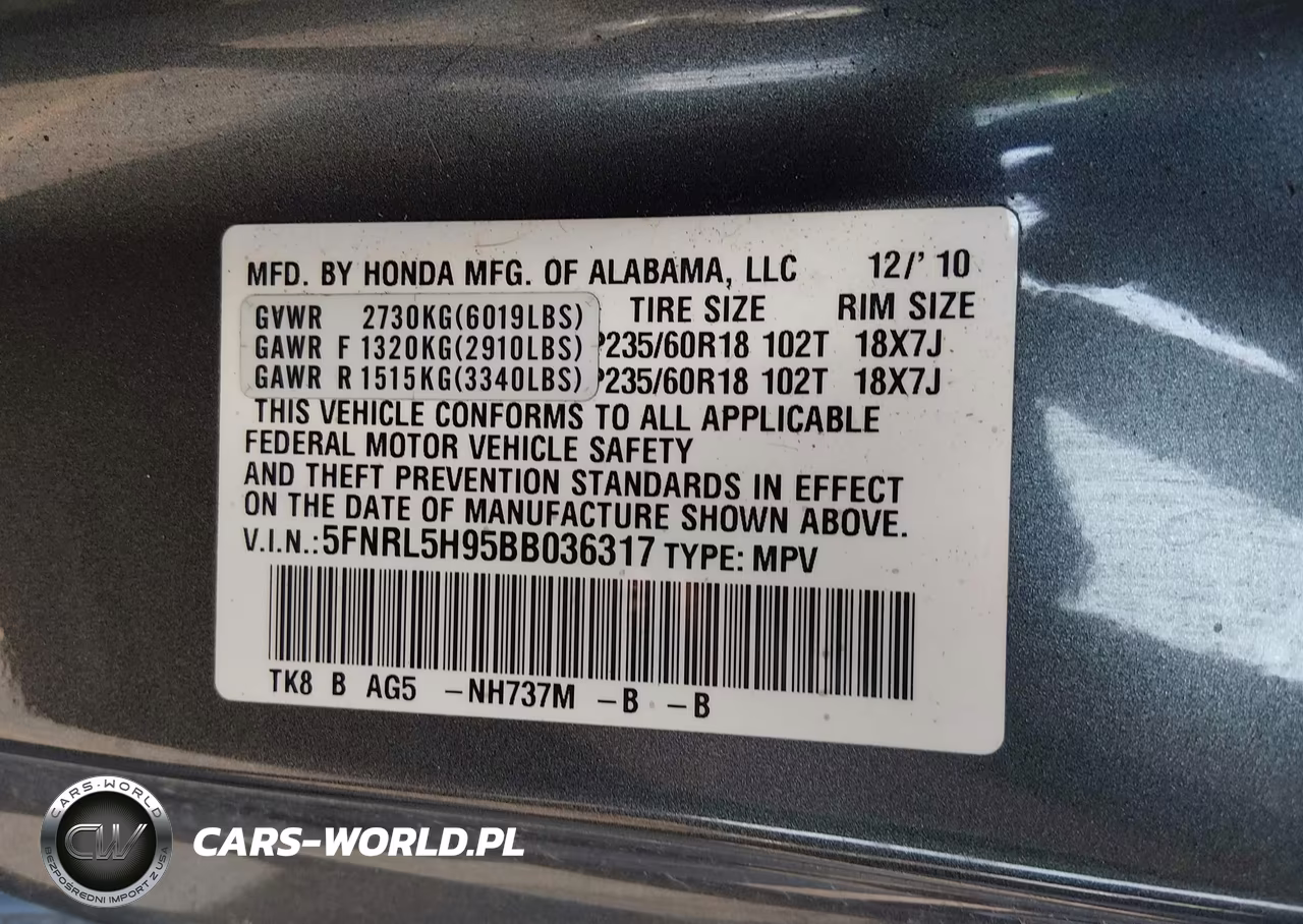 2011 Honda Odyssey Touring-Touring Elite VIN:5FNRL5H95BB036317 - 9