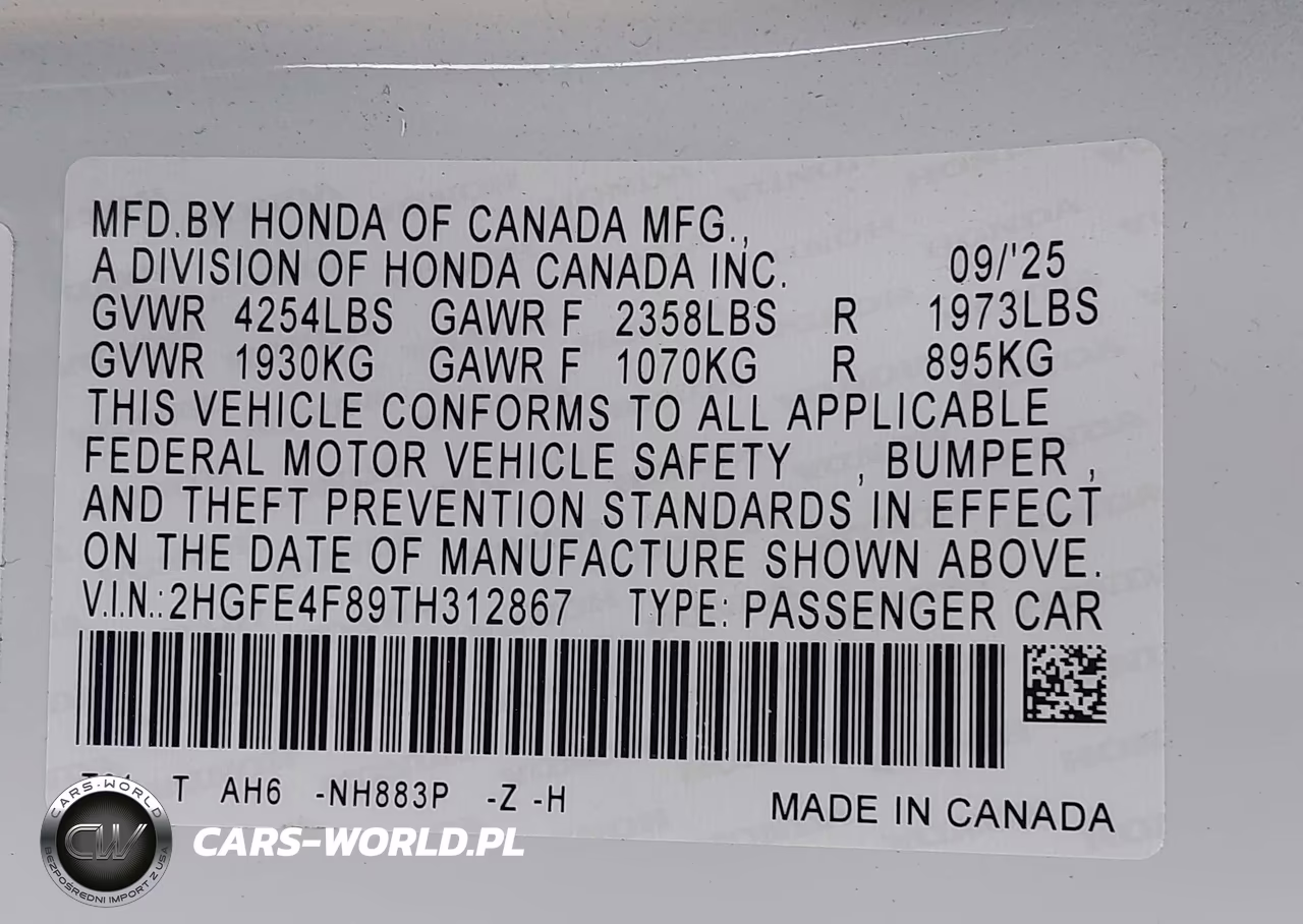 2026 Honda Civic Hybrid Sport-Sport Touring VIN:2HGFE4F89TH312867 - 9