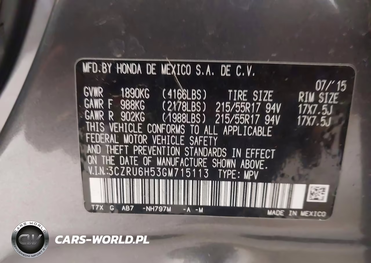 2016 Honda Hr-V Ex VIN:3CZRU6H53GM715113 - 9
