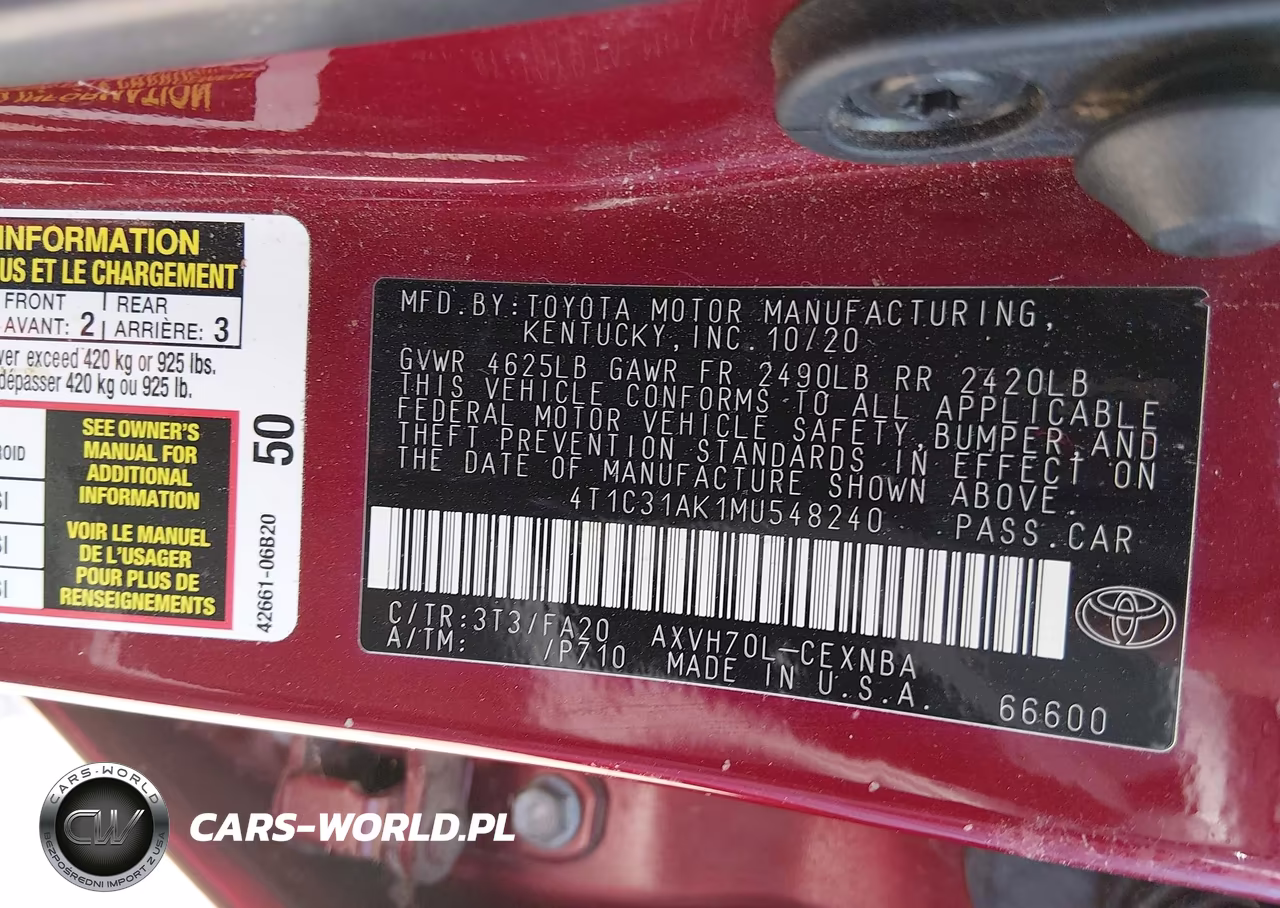 2021 Toyota Camry Le Hybrid VIN:4T1C31AK1MU548240 - 9