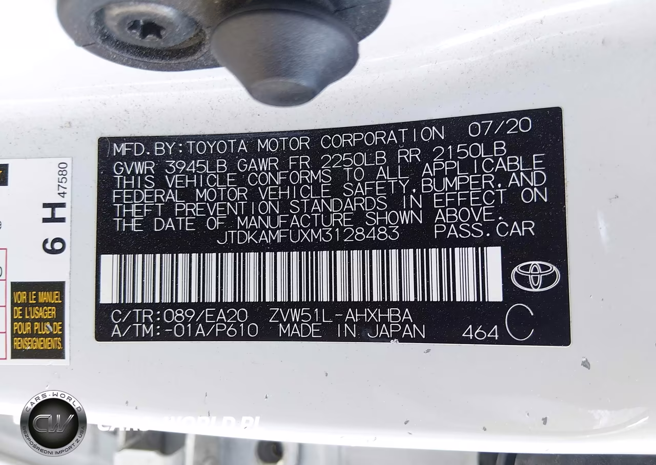 2021 Toyota Prius 2020 Edition VIN:JTDKAMFUXM3128483 - 9