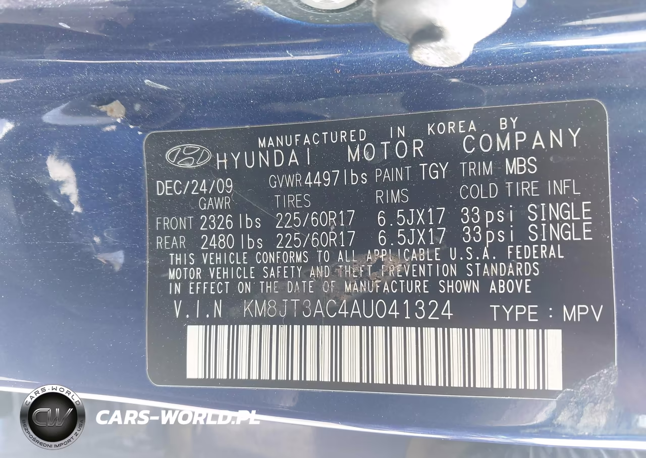 2010 Hyundai Tucson Gls VIN:KM8JT3AC4AU041324 - 9