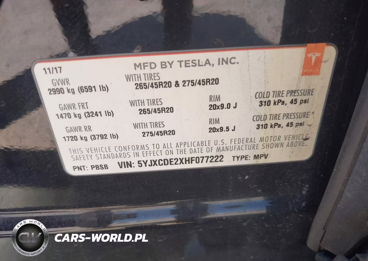 2017 Tesla Model X 100D-75D-90D VIN:5YJXCDE2XHF077222 - 9