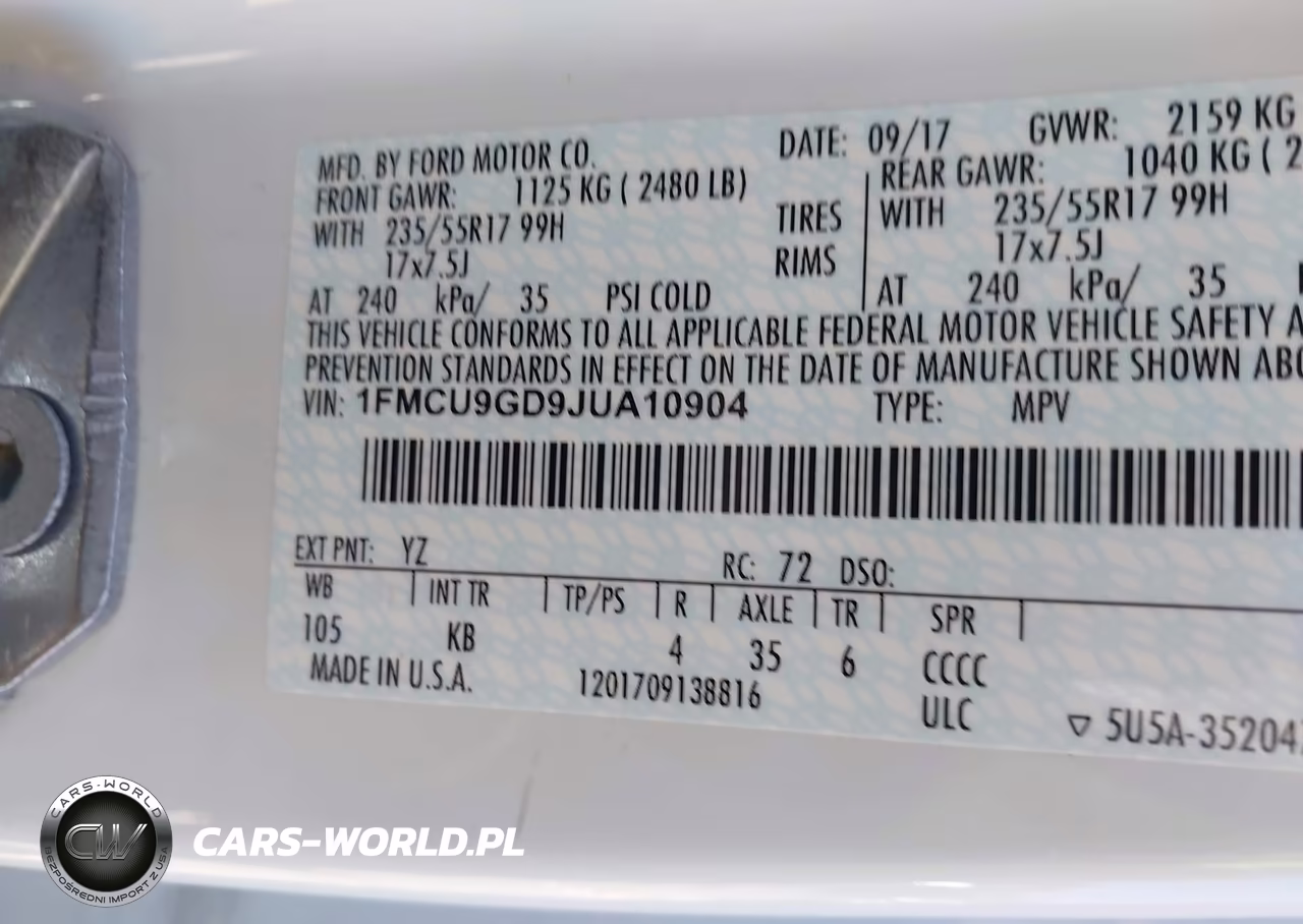 2018 Ford Escape Se VIN:1FMCU9GD9JUA10904 - 9