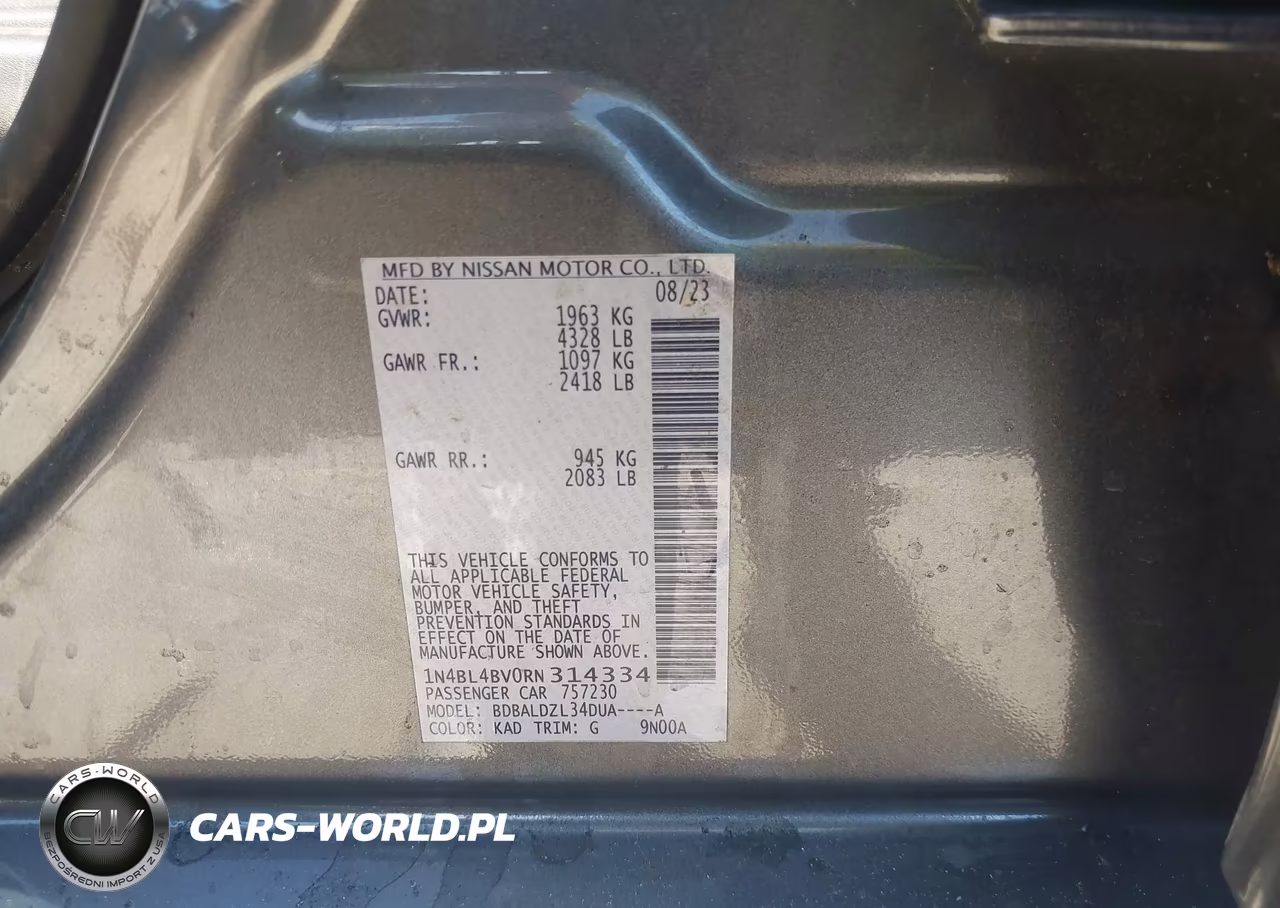 2024 Nissan Altima S Fwd VIN:1N4BL4BV0RN314334 - 9