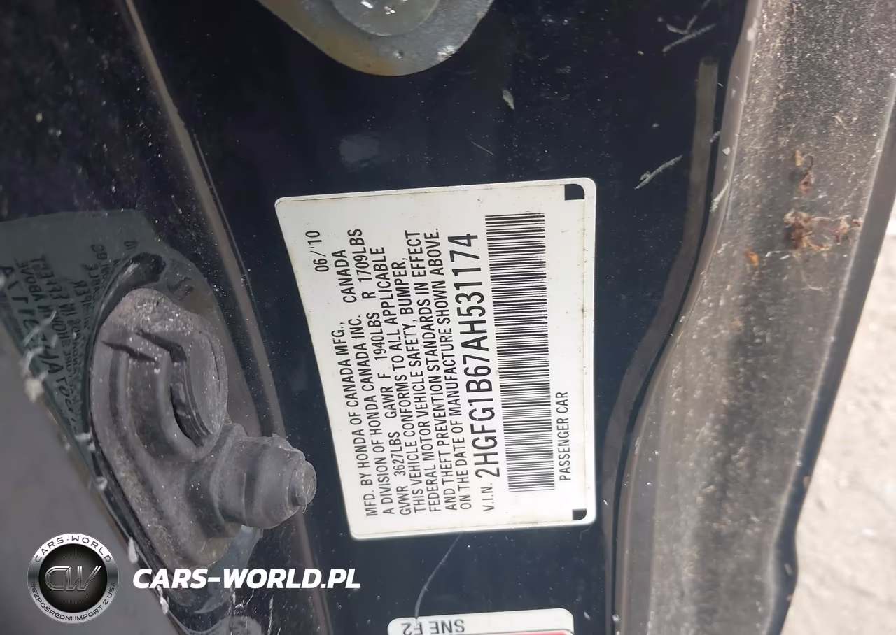 2010 Honda Civic Lx VIN:2HGFG1B67AH531174 - 9