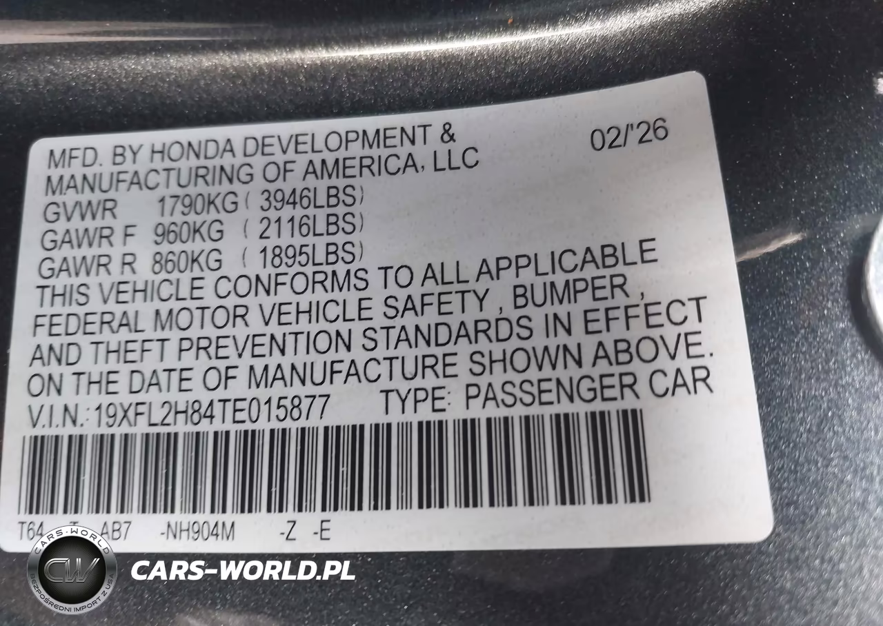 2026 Honda Civic Sport VIN:19XFL2H84TE015877 - 9