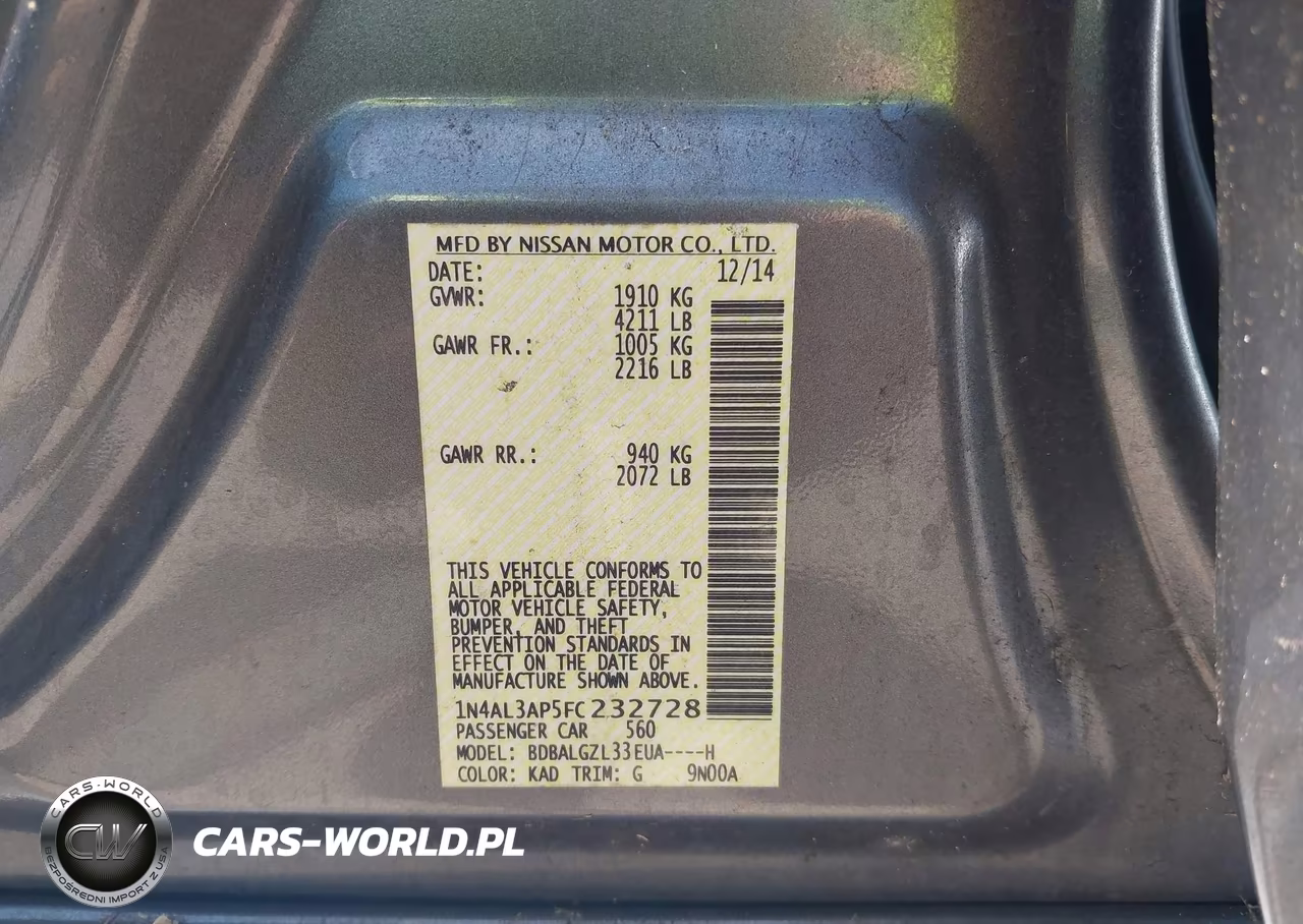 2015 Nissan Altima 2.5 S VIN:1N4AL3AP5FC232728 - 9