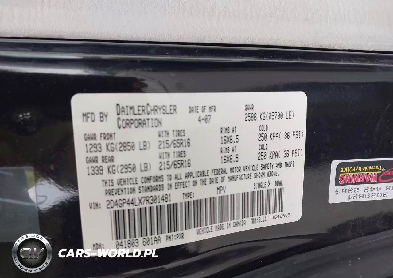 2007 Dodge Grand Caravan Sxt VIN:2D4GP44LX7R301481 - 9