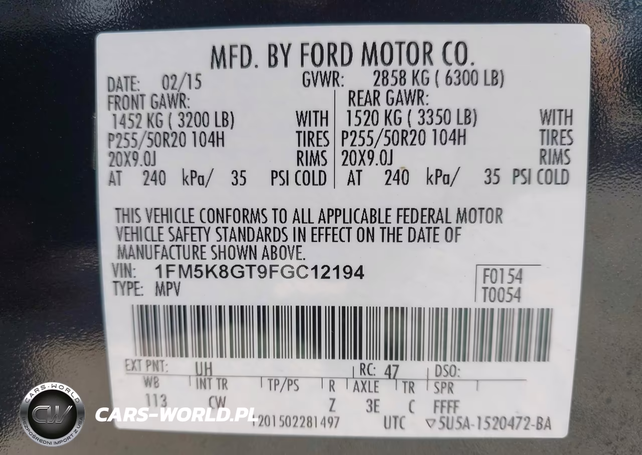 2015 Ford Explorer Sport VIN:1FM5K8GT9FGC12194 - 9