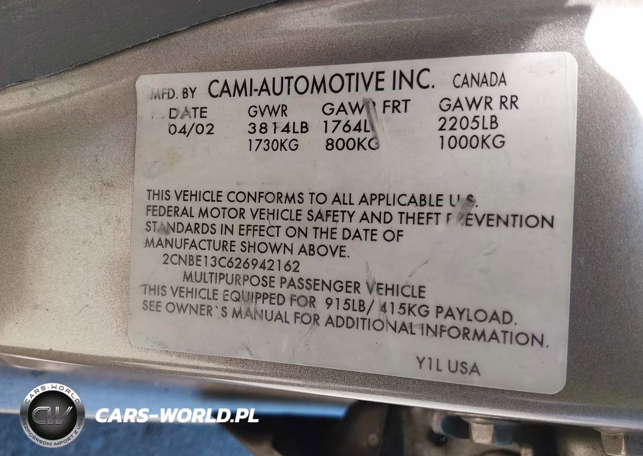 2002 Chevrolet Tracker Hard Top Base VIN:2CNBE13C626942162 - 9