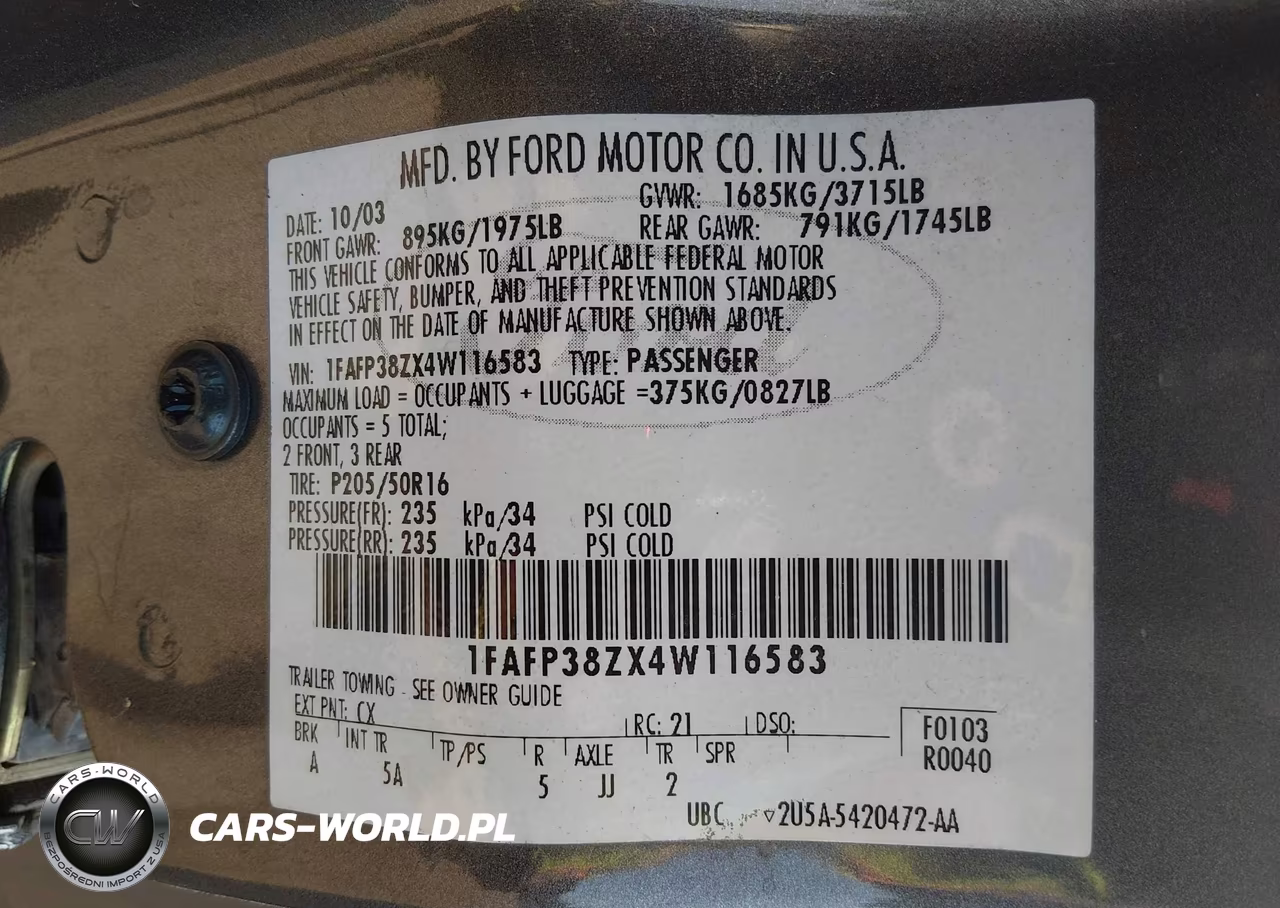2004 Ford Focus Zts VIN:1FAFP38ZX4W116583 - 9