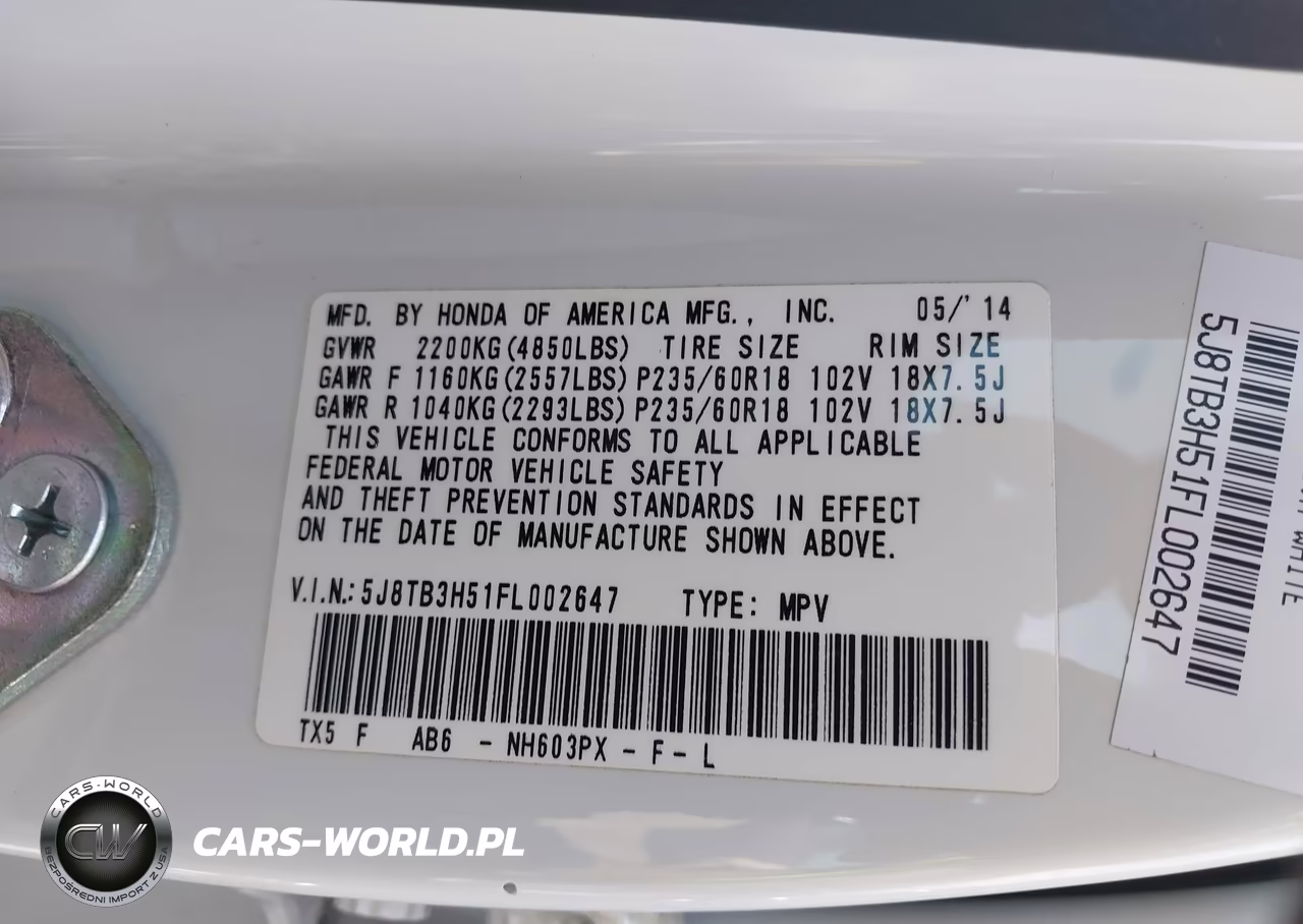 2015 Acura Rdx VIN:5J8TB3H51FL002647 - 9